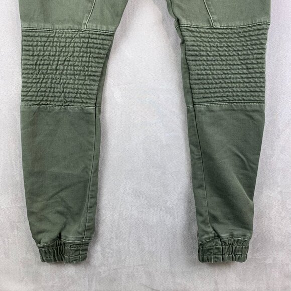 Zara Mens Pants Medium Green Moto Soft Denim Jogging Fit Tapered Outdoor Joggers - Picture 3 of 13